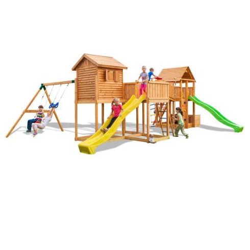 Fungoo játszótér (komplett) Maxi Set Play box 2,9 m-es sárga és zöld csúszdákkal
