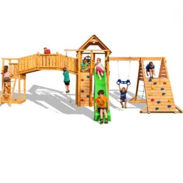   Fungoo játszótér (komplett) Maxi Set Fun Gym teak festéssel 2,9 m-es zöld csúszdával